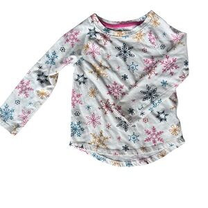 Cat & Jack Toddler Girl Long Sleeve Tee Shirt Festive Snowflake Size 3T